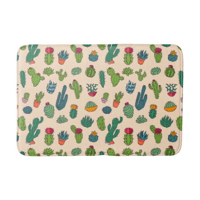 Cute Cactus Standing Pattern Bath Mat (Front)