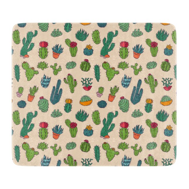 Cute Cactus Standing Pattern Cutting Board (Front)
