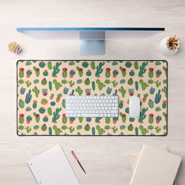 Cute Cactus Standing Pattern Desk Mat (Office 1)