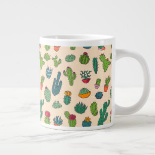 Cute Cactus Standing Pattern Large Coffee Mug