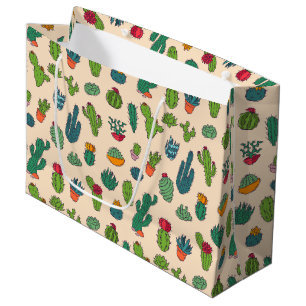 Cute Cactus Standing Pattern Large Gift Bag
