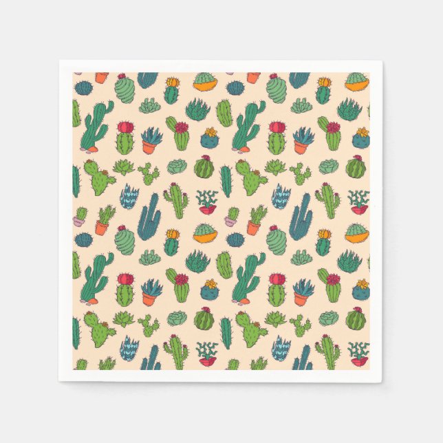 Cute Cactus Standing Pattern Napkin (Front)