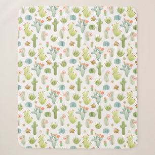 Cute Cactus Standing Pattern Sherpa Blanket