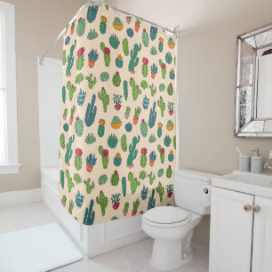 Cute Cactus Standing Pattern Shower Curtain
