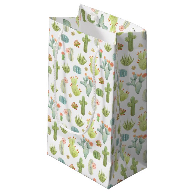 Cute Cactus Standing Pattern Small Gift Bag (Front Angled)