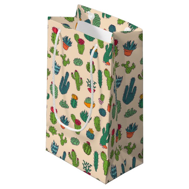 Cute Cactus Standing Pattern Small Gift Bag (Front Angled)