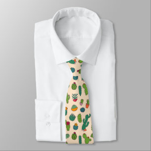Cute Cactus Standing Pattern Tie