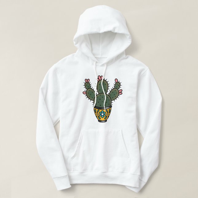 Cute cactus Sticker Hoodie (Design Front)
