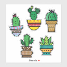 Cute Cactus Sticker Sheet | Succulent Plant Art