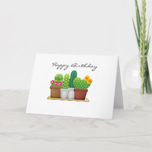 Cute  Cactus /Succulent Garden Happy Birthday Card