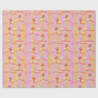 Cute Cactus, Sunny Yellow Stripes & Clouds Wrapping Paper