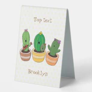 Cute cactus trio singing cartoon illustration
