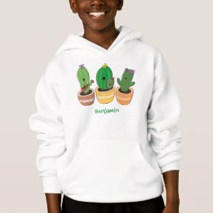 Cute cactus trio singing cartoon illustration