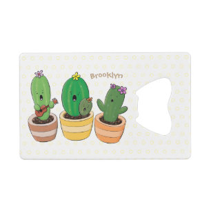 Cute cactus trio singing cartoon illustration