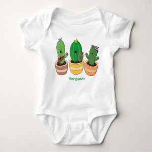 Cute cactus trio singing cartoon illustration baby bodysuit