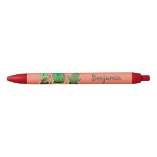 Cute cactus trio singing cartoon illustration black ink pen
