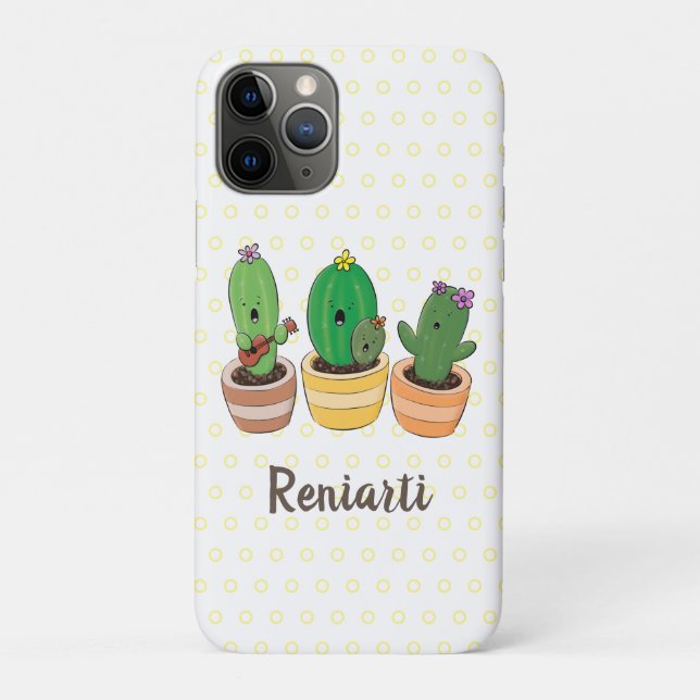 Cute cactus trio singing cartoon illustration Case-Mate iPhone case (Back)