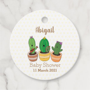 Cute cactus trio singing cartoon illustration favour tags