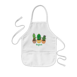Cute cactus trio singing cartoon illustration kids apron
