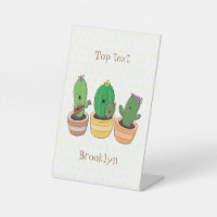 Cute cactus trio singing cartoon illustration