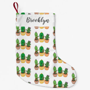 Cute cactus trio singing cartoon illustration small christmas stocking