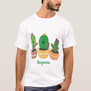 Cute cactus trio singing cartoon illustration T-Shirt