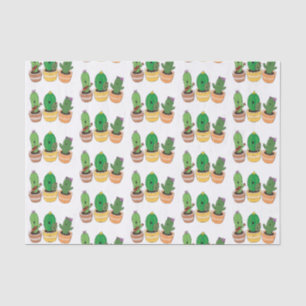 Cute cactus trio singing cartoon illustration tissue paper
