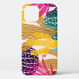 Cute Cactus Vintage Seamless Illustration. iPhone 12 Case