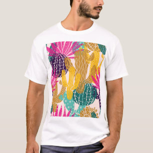 Cute Cactus Vintage Seamless Illustration. T-Shirt