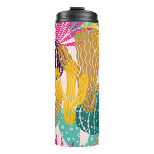 Cute Cactus Vintage Seamless Illustration. Thermal Tumbler
