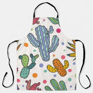 Cute Cactus Vintage Seamless Pattern Apron