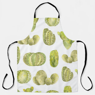 Cute Cactus, Watercolor Seamless Decor. Apron