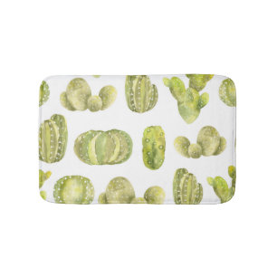 Cute Cactus, Watercolor Seamless Decor. Bath Mat