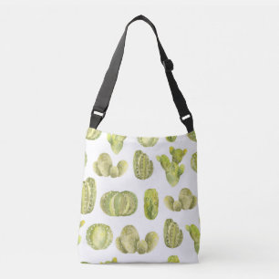 Cute Cactus, Watercolor Seamless Decor. Crossbody Bag