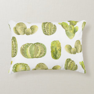 Cute Cactus, Watercolor Seamless Decor. Decorative Cushion