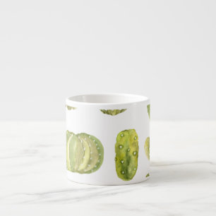 Cute Cactus, Watercolor Seamless Decor. Espresso Cup