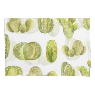 Cute Cactus, Watercolor Seamless Decor. Pillowcase