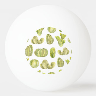 Cute Cactus, Watercolor Seamless Decor. Ping Pong Ball