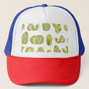 Cute Cactus, Watercolor Seamless Decor. Trucker Hat
