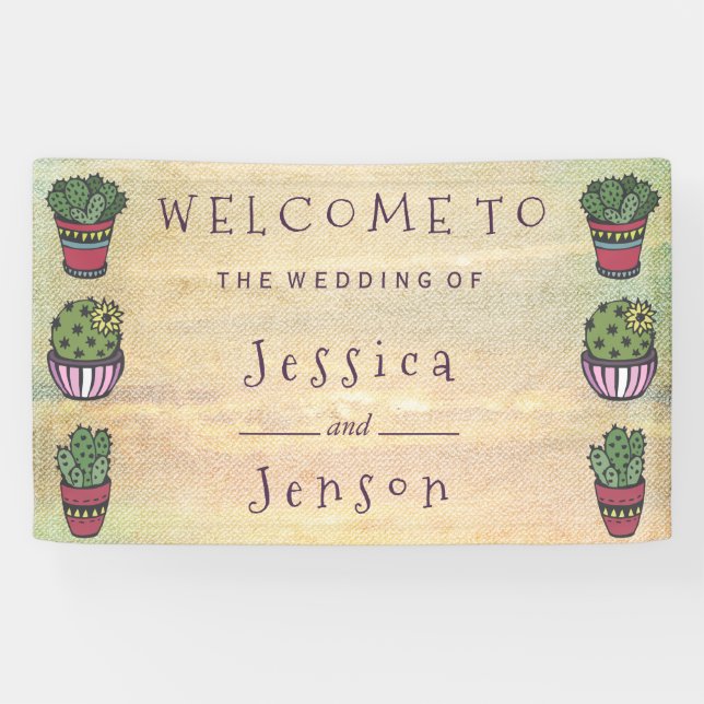 Cute Cactus Wedding Banner (Horizontal)