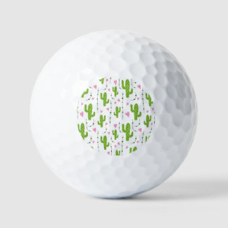 Cute cactus with hearts in green golf balls