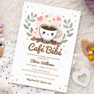 Cute Cafe Bebe Baby Is Brewing Coffee Baby Shower Invitation