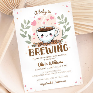 Cute Cafe Bebe Baby Is Brewing Coffee Baby Shower Invitation