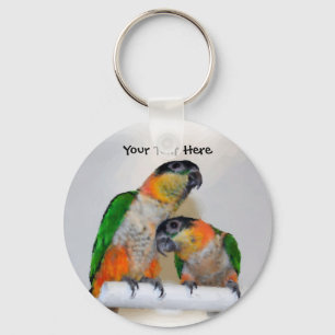 Cute Caique Parrot Pair Animal Keychain