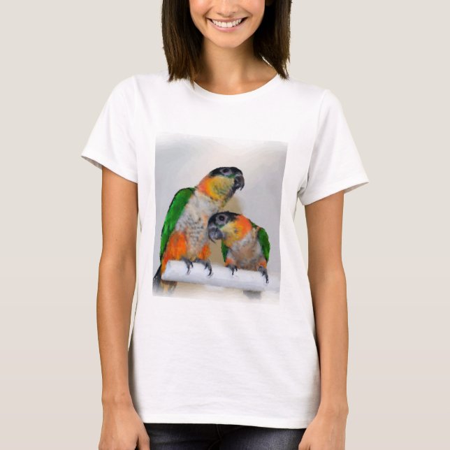 Cute Caique Parrot Pair T-Shirt (Front)