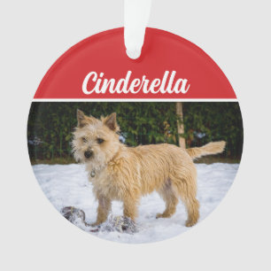 Cute Cairn Terrier Dog Holiday Christmas Photo Ornament