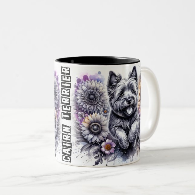Cute Cairn Terrier Dog Two-Tone Coffee Mug (Front Right)
