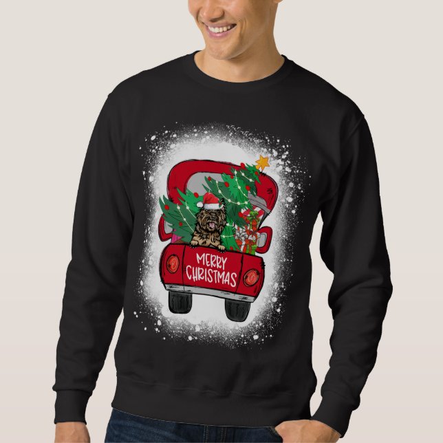 Cute Cairn Terrier Red Truck Merry Christmas Bleac Sweatshirt (Front)