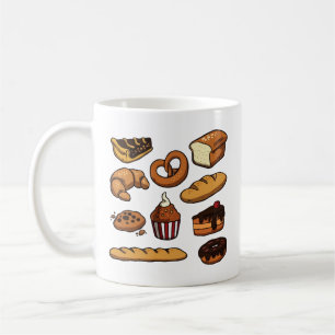 Cute cake and bread bakery coffee mug