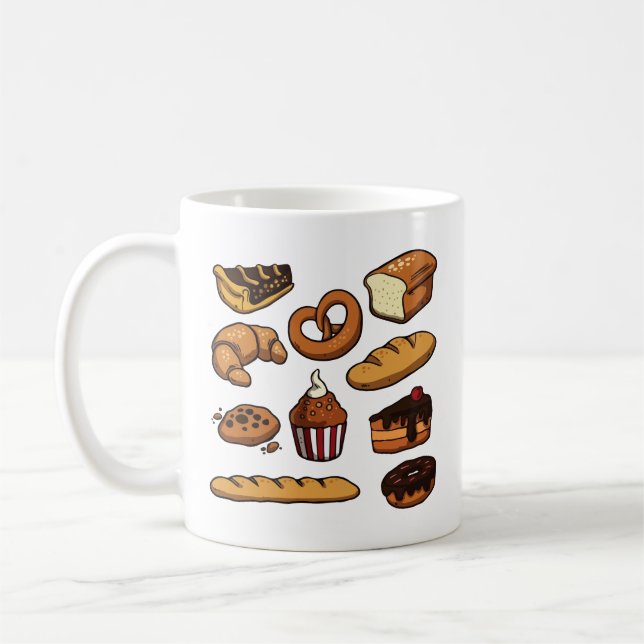 Cute cake and bread bakery coffee mug (Left)